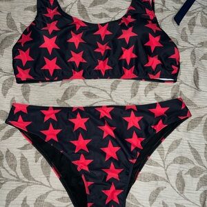 Black and red star bikini
